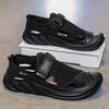 Men's 2024 Summer Genuine Leather Mesh Sandals - Breathable Soft Sole Casual Beach Shoes