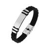 Engravable Leather Bracelet for Men Couple Silicone Rope Bracelets Women Bulk Stainless Steel Jewelry ALN25122608