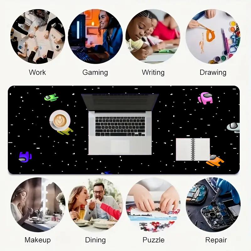 Space Friends Xl Gaming Mouse Pad Nonslip Rubber Base Stitched Edge Waterproof Desk Mat For Pc Laptop Gamer Office Computer Accessories C92917