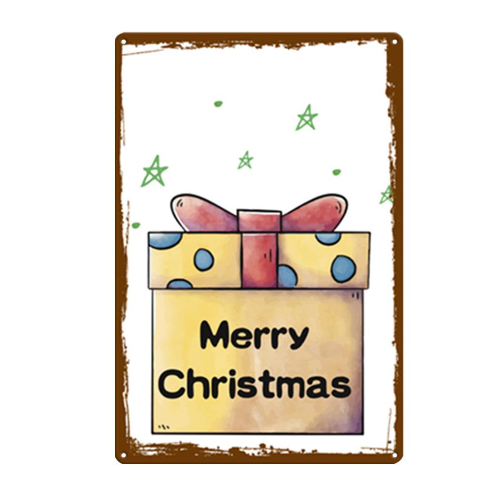 Merry Christmas Metal Tin Sign Plaque Cartoon Elk Snowflake Iron Painting Home Bar Cafe Pub Decoration Wall Art Plates
