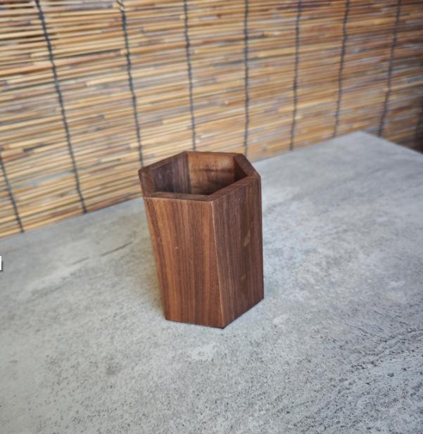 Black Walnut Solid Wood Pen Holder: Creative Storage Box for Office or Tea Ceremony Accessories