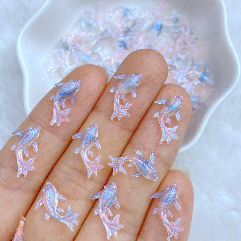 100pcs Kawaii Cartoon Animal Dolphins, Goldfish Nail Rhinestones Gems Glitter Scrapbooking DIY Jewelry Craft Decoration Accessor