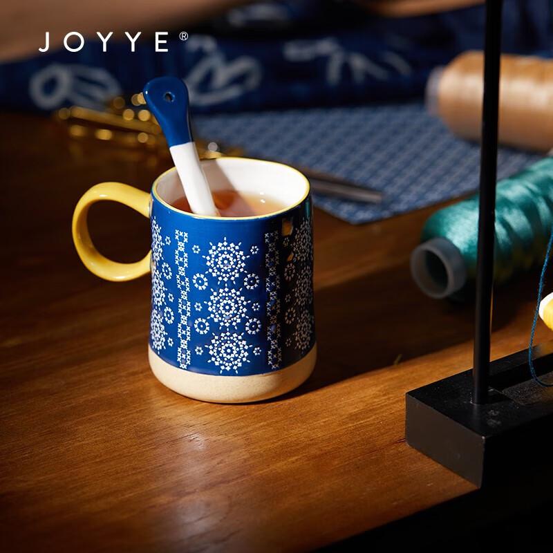 JOYYE Embroidered Ceramic Mug with Spoon