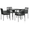 vidaXL 5-tlg. Garten-Essgruppe mit Kissen Schwarz Poly Rattan & Stahl