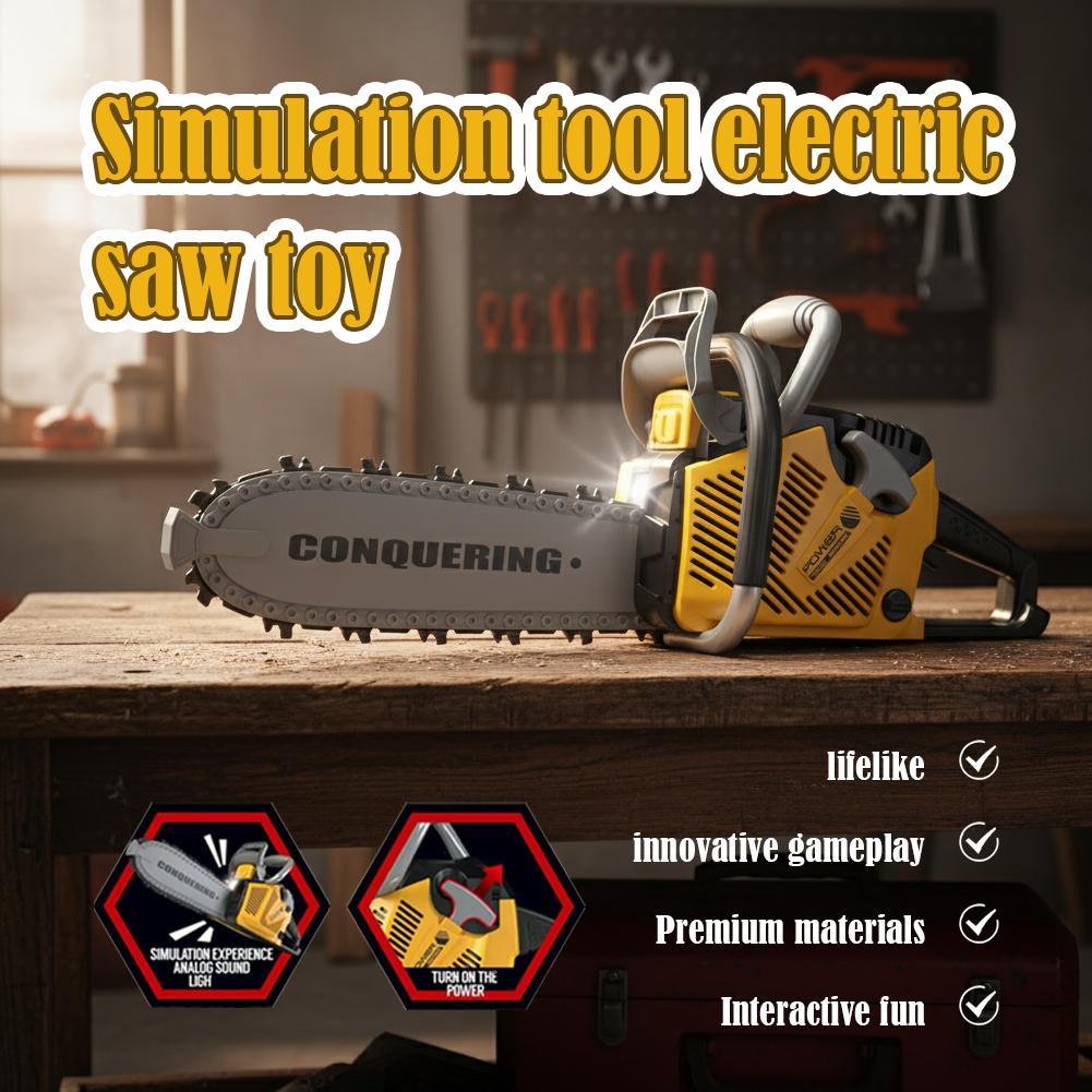 Kids Chainsaw Toy Safe Pretend Play Tool With Realistic Sound Electric Toy Power Saw For Boys Girls Diy Tool Gift