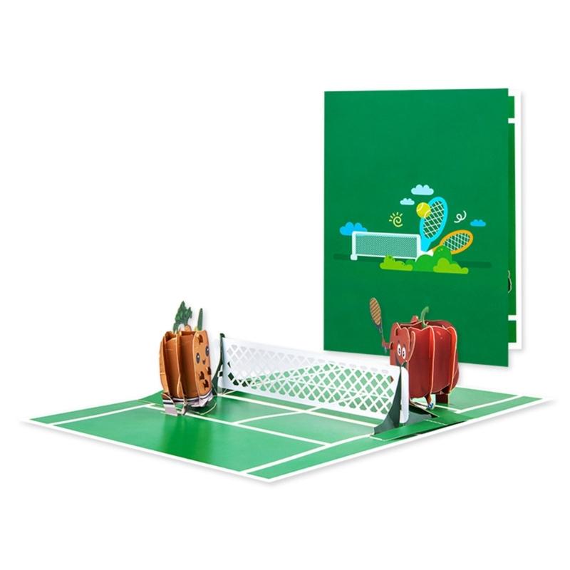 Tennis Theme 3D Greeting Card Happy Birthday Card with Envelope Creative Fathers Day Gift for Dad Grandad Husband