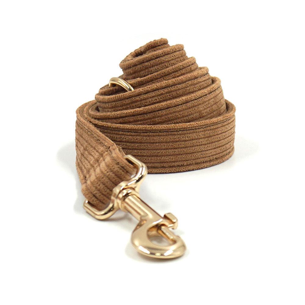 Mihha Boss Brown Corduroy Dog Leash with Gold Buckle XL