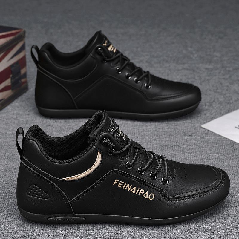 Men's shoes spring new fashion trend casual board shoes men's versatile lace-up non-slip work leather shoes