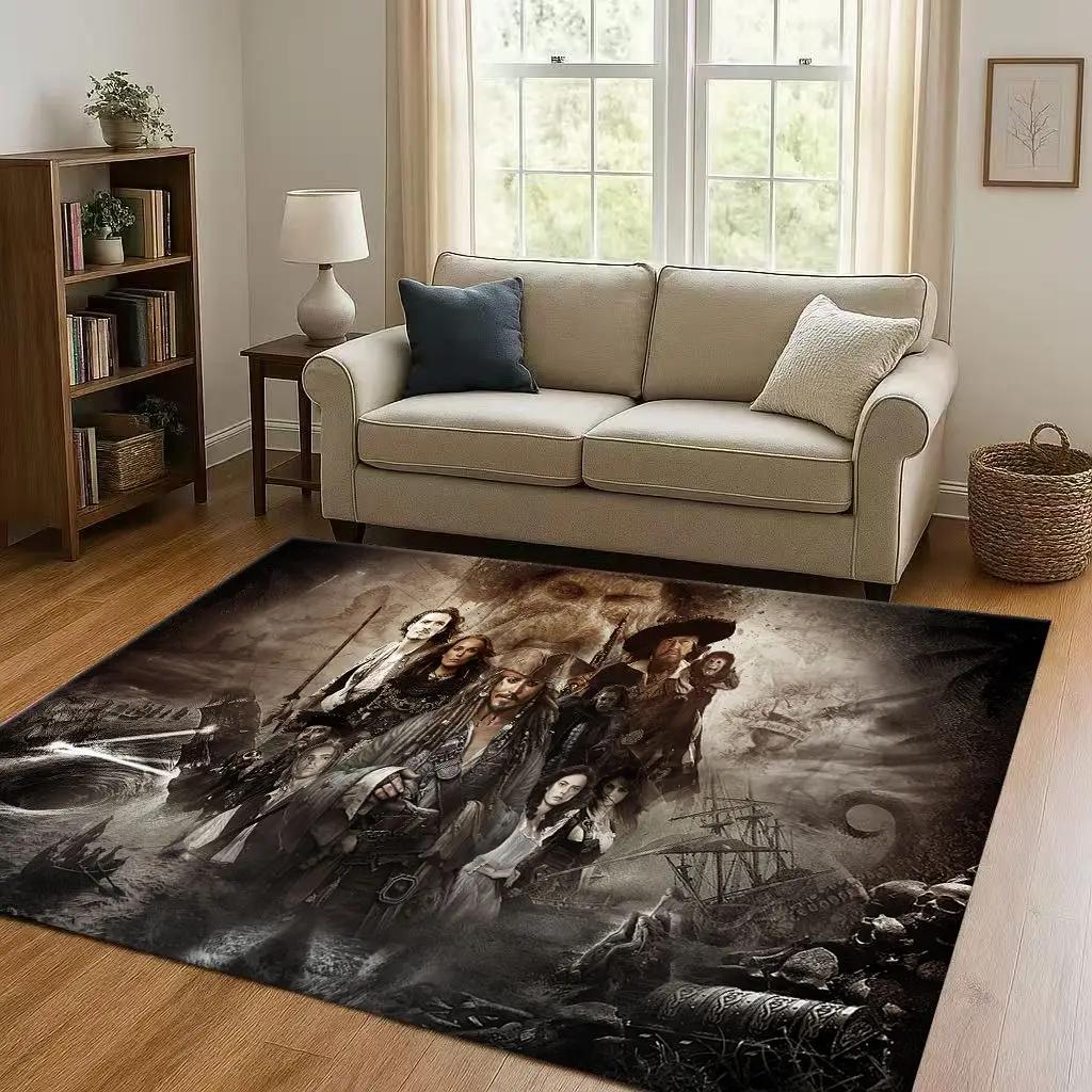 3D Pirates of The Caribbean Jack Johnny Depp Christmas Living Room Non-Slip Area Rug Carpet for Bedroom Sofa,Home Doormat