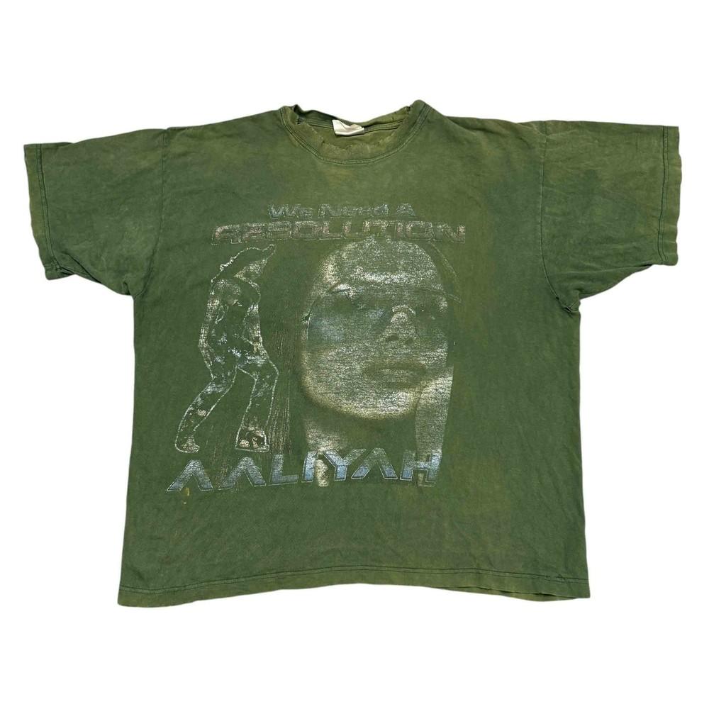 

Vintage Aaliyah Shirt XL Green Aeon Flux Tour Concert Hip Hop Band Tee Rap Tee Unisex T-Shirt XXXL
