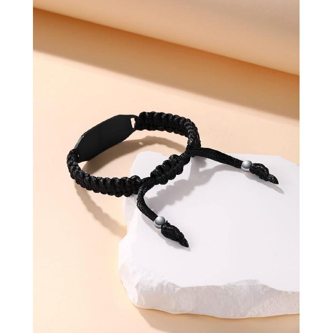 Medical Alert Bracelets for Women Personalized | Medical Alert ID Bracelets | Tow-Tone Polyester Rope Handmade Braided Emergency Bracelet, Adjustable