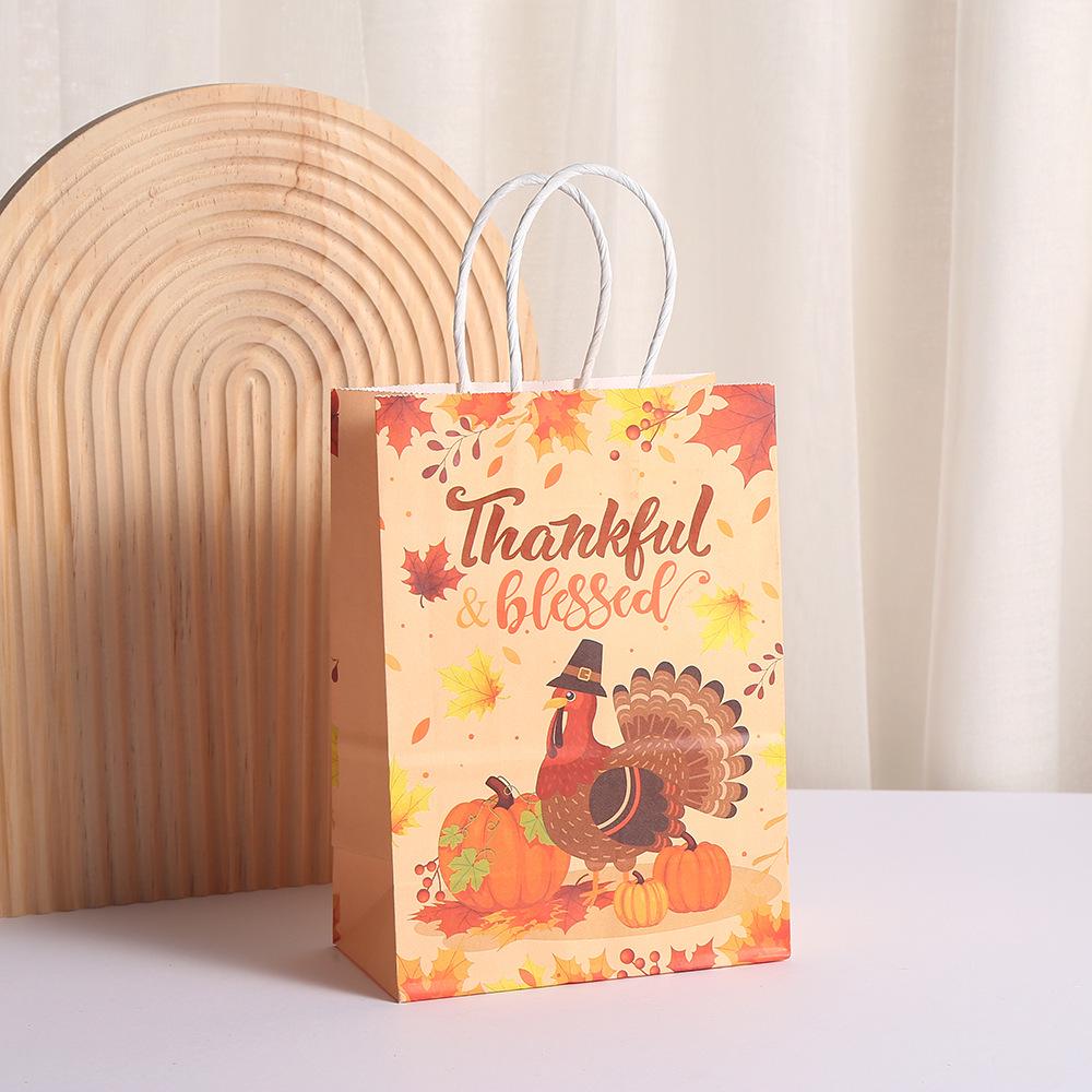 Thanksgiving Kraft Paper Goodie Bag - Party Tote & Packaging Bag
