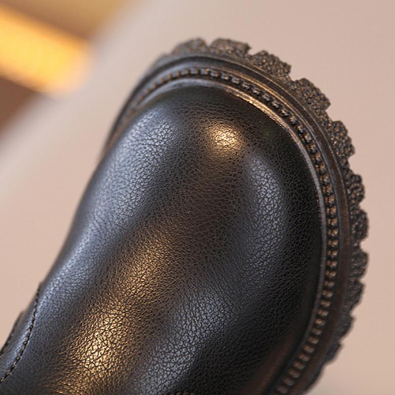 Bottes courtes chaudes en coton épais et velours pour enfants, automne et hiver, style britannique, pour garçons et filles