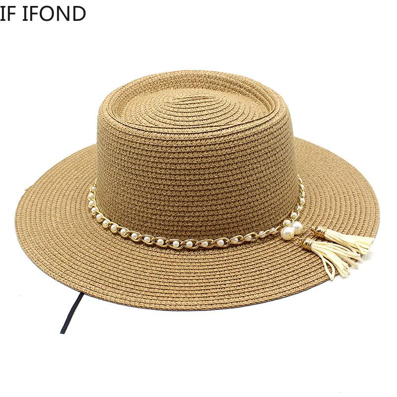 New Women Hats Summer Sun Straw Hats Outdoor Beach Panama Jazz Hats Leisure Vacation Dress Cap Sombreros De Mujer