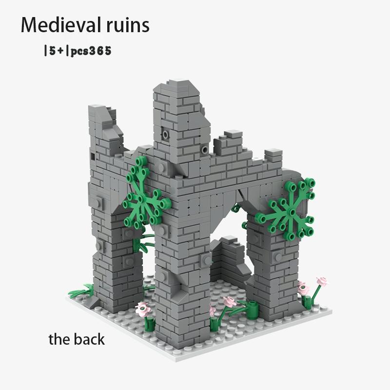 Scene ruins style building blocks MOC building blocks World War II medieval ruins scene ruins building toy building models
