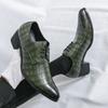 Fashion Classic Men High-heeled Formal Shoes Lace-up Business Fashion Pointed-toe Leather Shoes European-style Wedding Banquet Shoes Men