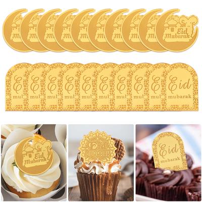 5/10 ks Eid Mubarak Topper na dort Zlaté akrylové Toppery na cupcakes Ramadán Kareem Pečicí nástroje Islámské muslimské party Dekorace na dort