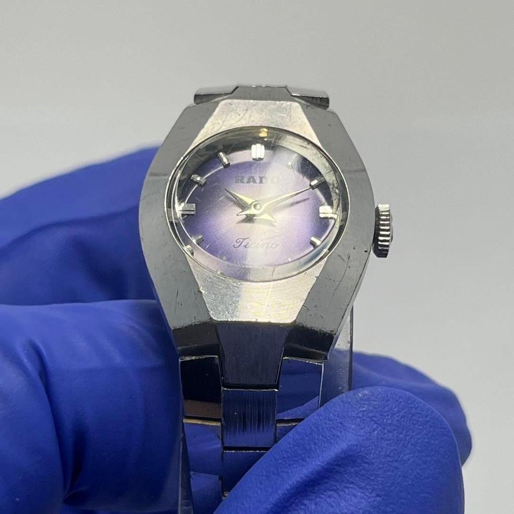 Used Rare Rado Ticino Vintage Purple Dial Manual Winding Working Ladies