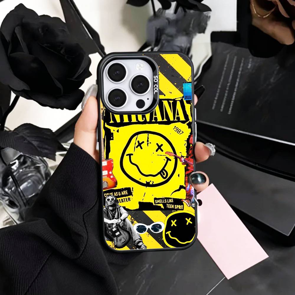 

Grunge band N-Nirvana Phone Case For iPhone17,16,15,14,13,12,11 Plus,Pro Max Colored Silver Plated Inside Cover iPhoneXSMAX