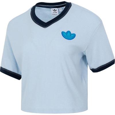 Color Block Casual Drop Shoulder T-Shirt Women Tops Blue JI7240