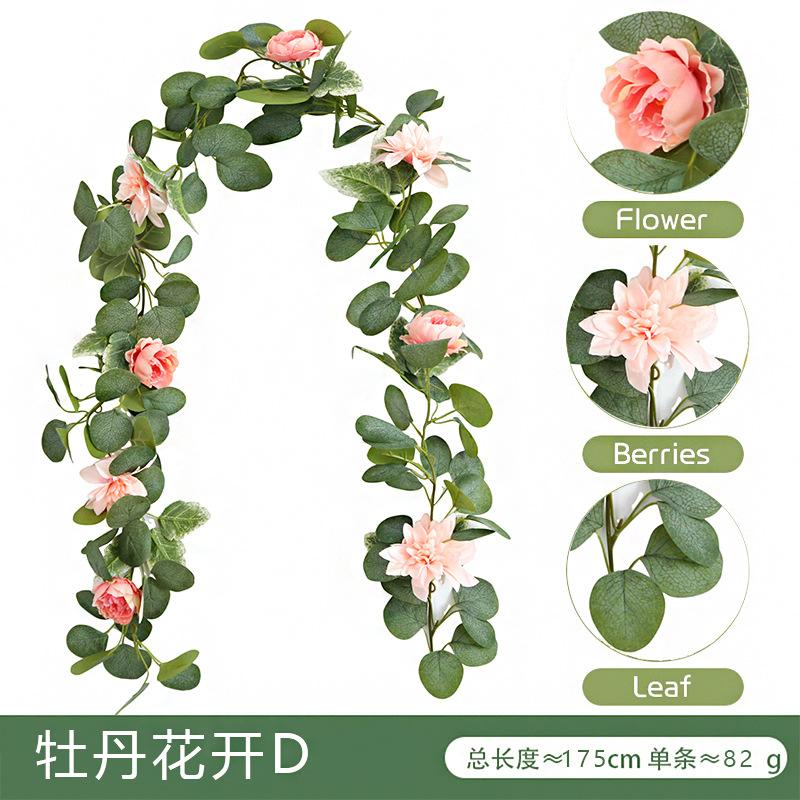 Simulation Rose Vine Home Wedding Wedding Arch Winding Decorative Vine Eucalyptus Leaves Simulation Vine