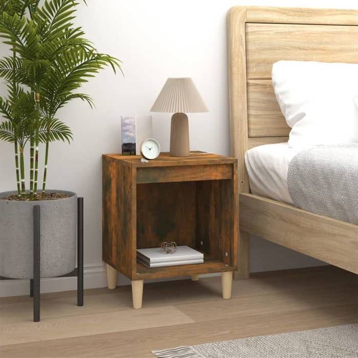 Table de chevet - Maison Exclusive - Chêne fumé - Lot de 2 - Bois d'ingénierie