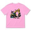 Summer Boys' Cartoon Excavator Cotton T-Shirt, Short Sleeve, Breathable Casual Layer