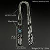 Collana Pendente con Piume Turchesi Stile Boho Vintage per Donne Uomini Catena in Acciaio Inossidabile Colore Argento Amuleto Gioielli in Pietra Naturale