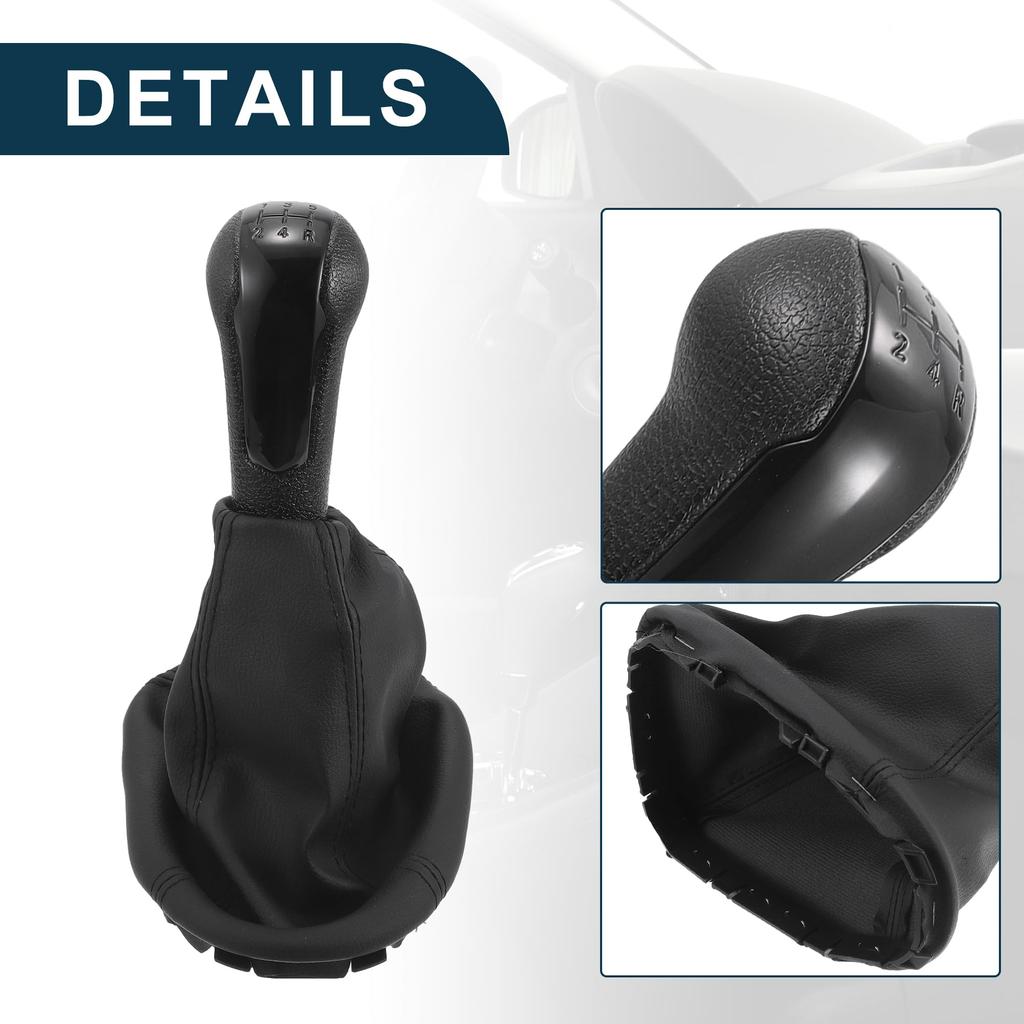 TUCKBOLD Manual Gear Shift Knob with Cover for Chevrolet Spark Automotive Gearbox Stick Shifter Lever Black Plastic and Faux 1pc 5-Speed Knob,