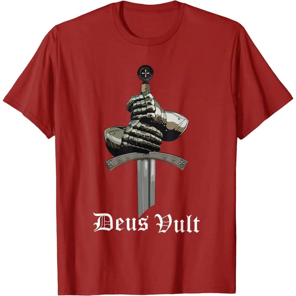 Deus Vult - Catholic Crusader Knights Templar Armor T-Shirt 100% Cotton O-Neck Short Sleeve Casual Mens T-shirt Size S-3XL