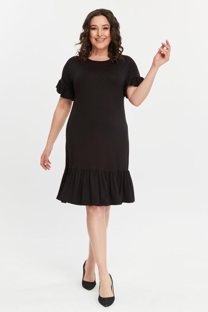 Women's Big Size Dress Plus Size Armband Skirt Ruffle Viscose Dress