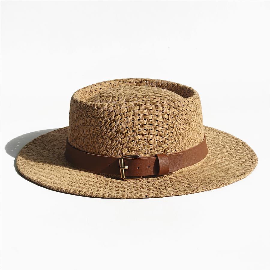 New Straw Boater Summer Sun Hat Wide Brim Fedora Panama Summer Beach Hat for Women Men Sun Hat Vacation Holiday Chapeau Femme