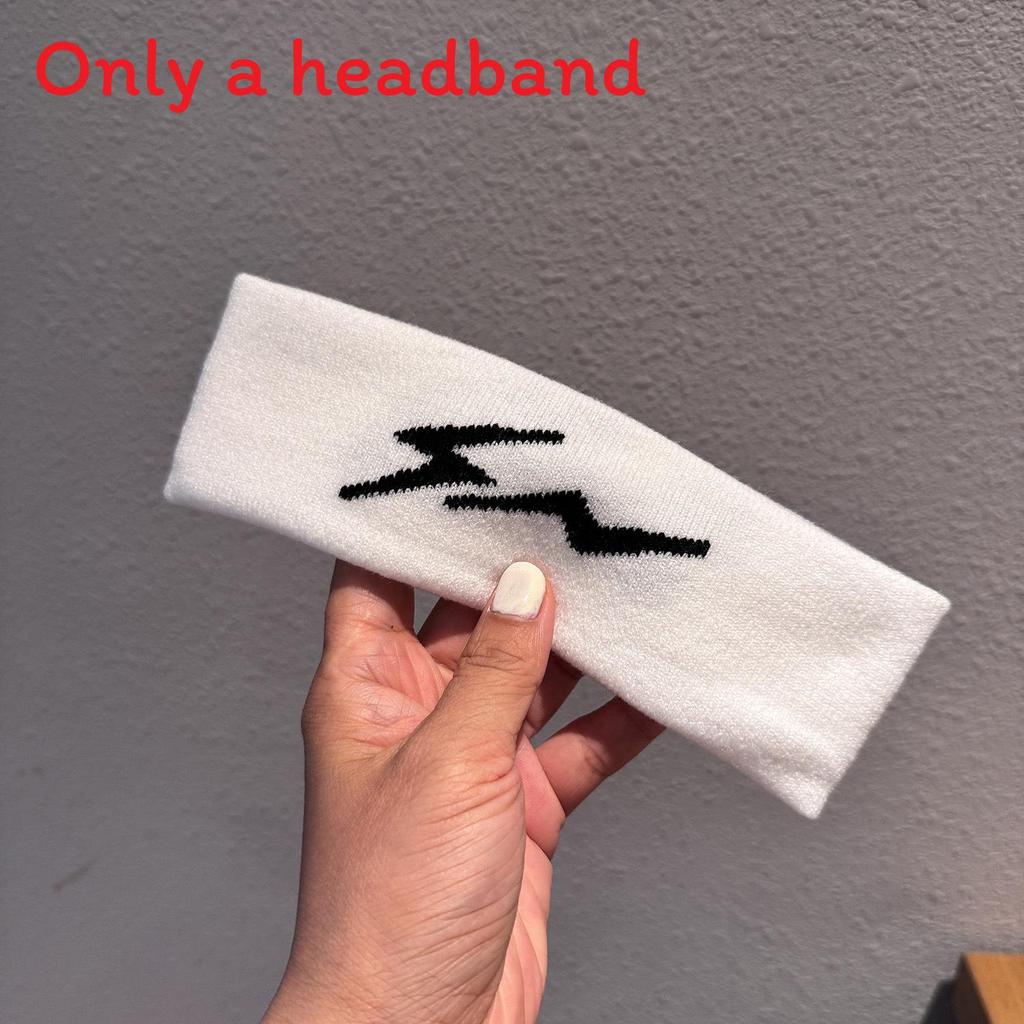 

Korean Style Lightning Print Design Headband Unisex Casual Sports Hair Accessory For Autumn White