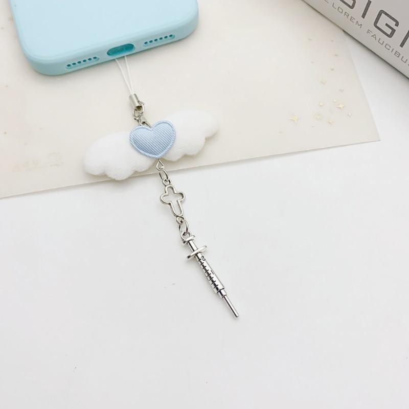 Lovely Angel Wing Pendant Phone Charm Stylish Keychain Accessory for Bag Wallet