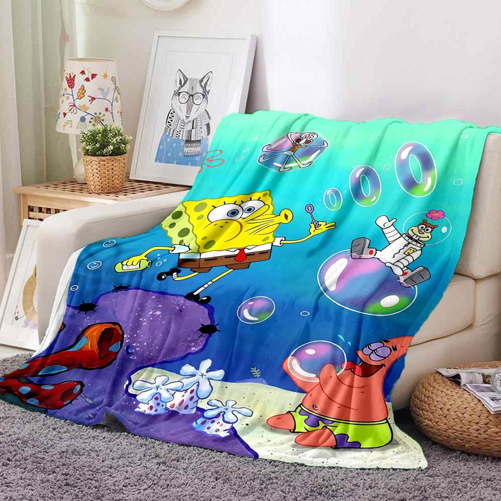 1Pc Spongebob Friends Adventure Blanket Soft And Comfortable Casual Warm Camping Travel Christmas Halloween Xmas Gift M92844