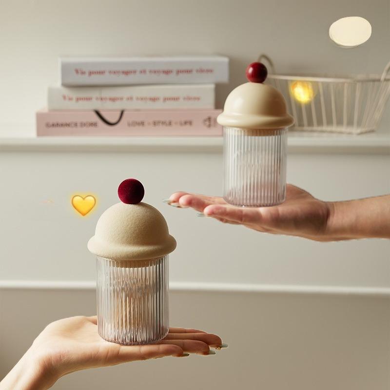 Restaurant Toothpick Box, Desktop Floss, Creative Cotton Swab Storage Box Makeup Remover Cotton Swab Jar with Lid