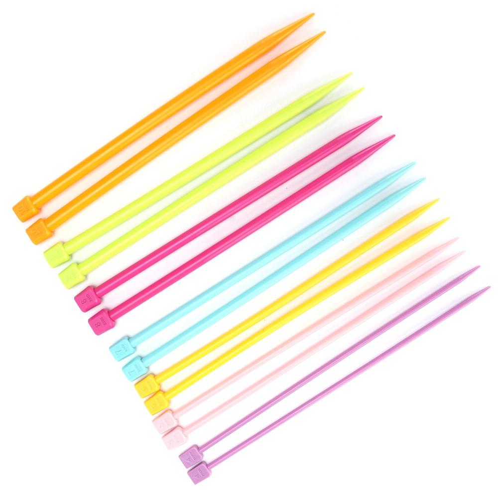 14pcs 4mm to 10mm Single Point Knitting Needles Plastic Plastic Knitting Needles  For Beginners