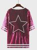 European & American Cross-Border Sequined Bulls Team Jersey - Star Pattern T-Shirt