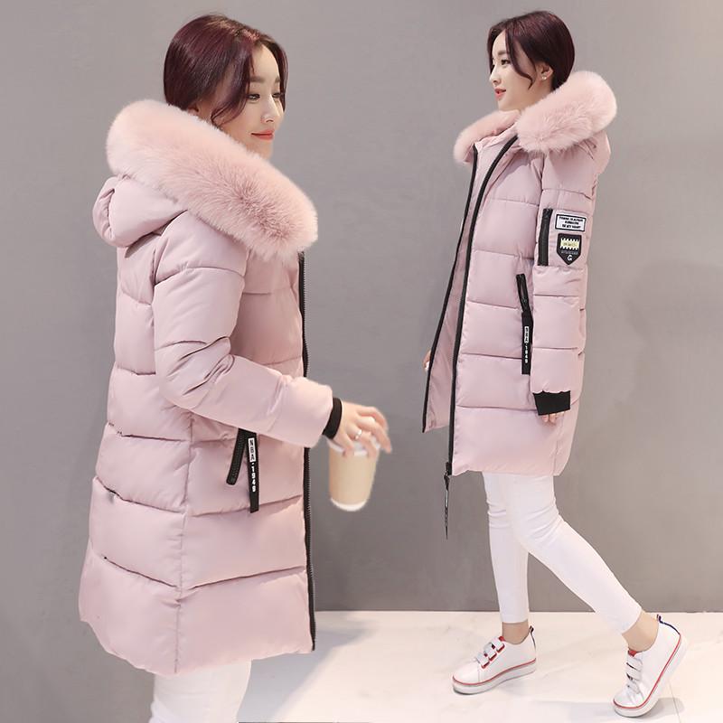 Women's Mid-Length Korean Style Hooded Cotton Coat - Winter Fashion, Slim Fit, Large Size
