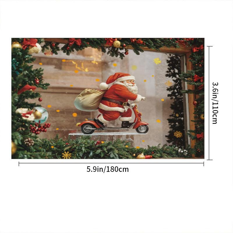 Merry Christmas Background Santa Claus With Car Motorcycle Sending Gifts Flag Banner Indoor Outdoor Party Christmas Decoration