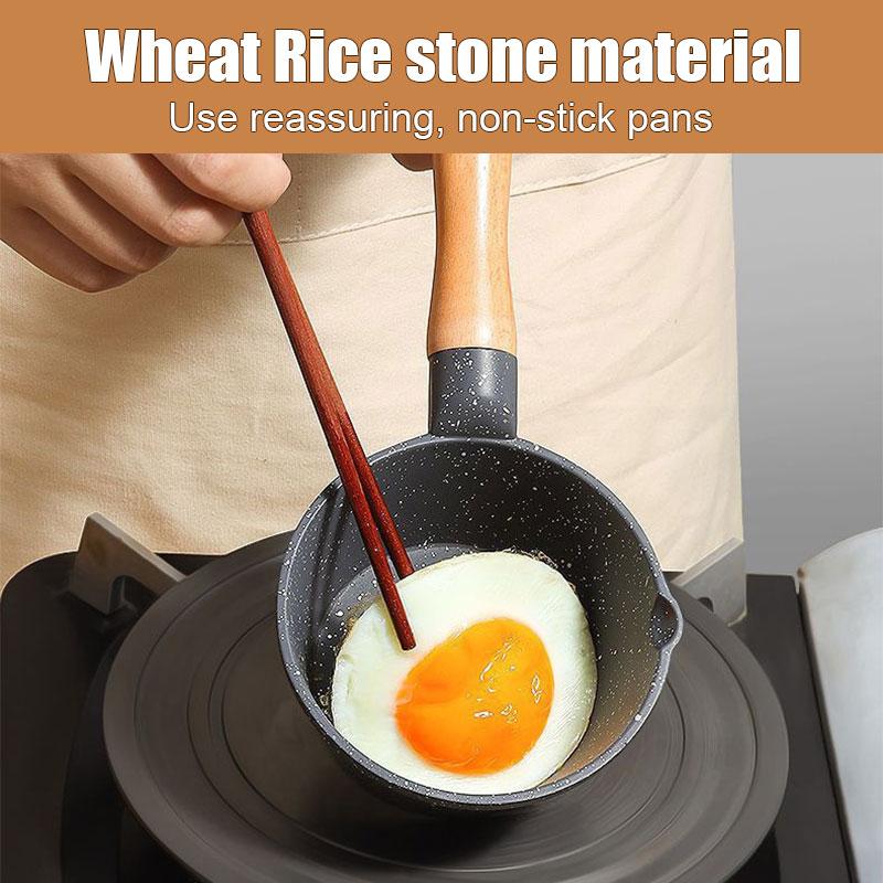 Nonstick Mini Sauce Pan Small Soup Pot Milk Pan Wooden Handle Hot Oil Pan Butter Melting Pot Cooking Saucepan with Pour Spout