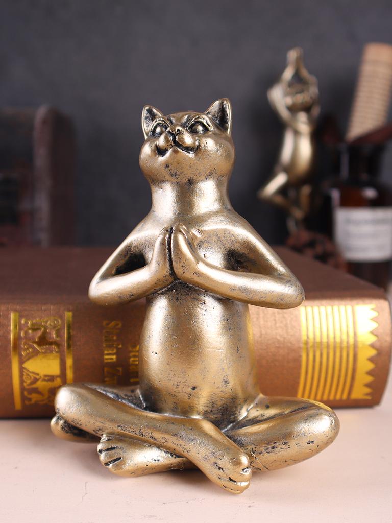 Yoga Cat Sculpture, Cat Statue Doing Yoga, Resin Craft, Home Decorative Display Pieces for Bedroom and Living Room