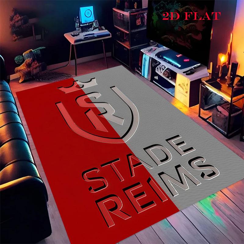 Stade de Reims poster Carpet Rug for Living Room Bedroom Home Sofa Decoration,Kids play Nonslip Floor Mat
