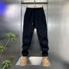 Winter new high-luxury European cotton lint twill thickened and piled cold-resistant, windproof and warm casual pants straight-leg pants