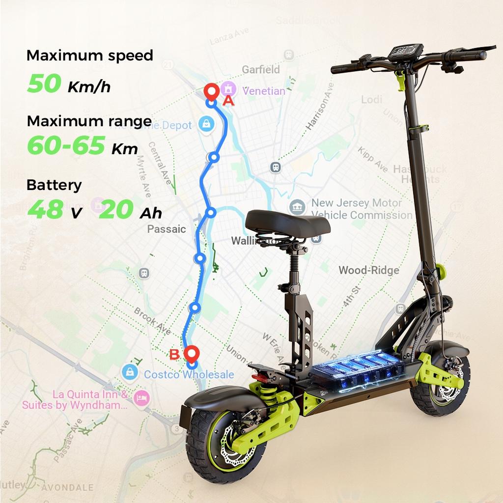 2026 Elektrofahrzeug D2Plus 48V20Ah 1000W 45KM/H 60KM PL mit LED App Sitz