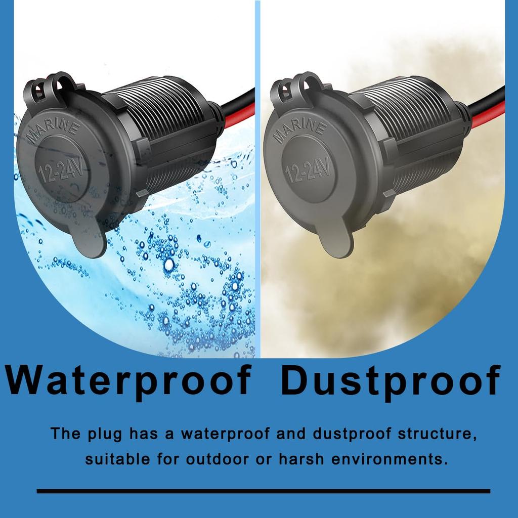 Xiatiaosann 2pcs Cigarette Lighter Socket - O-Ring Terminal Cable 14AWG /24V Fixed Screw Car