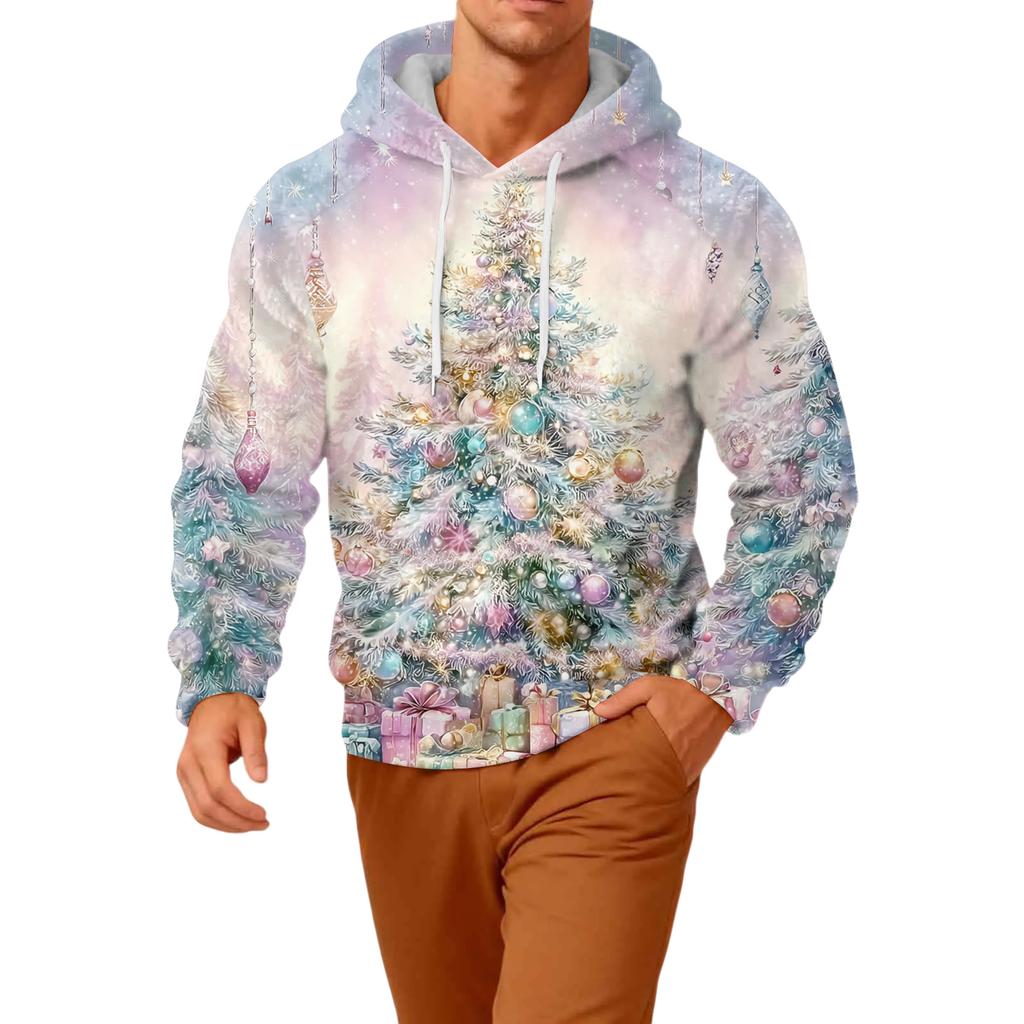 Men's Long-Sleeve Casual Flannel Hooded Sweatshirt