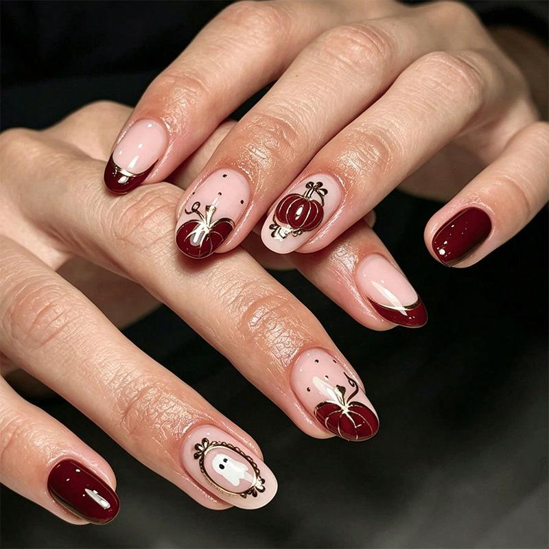 Summer European American 3D Strawberry Cherry Almond Nail Art Gel Tips