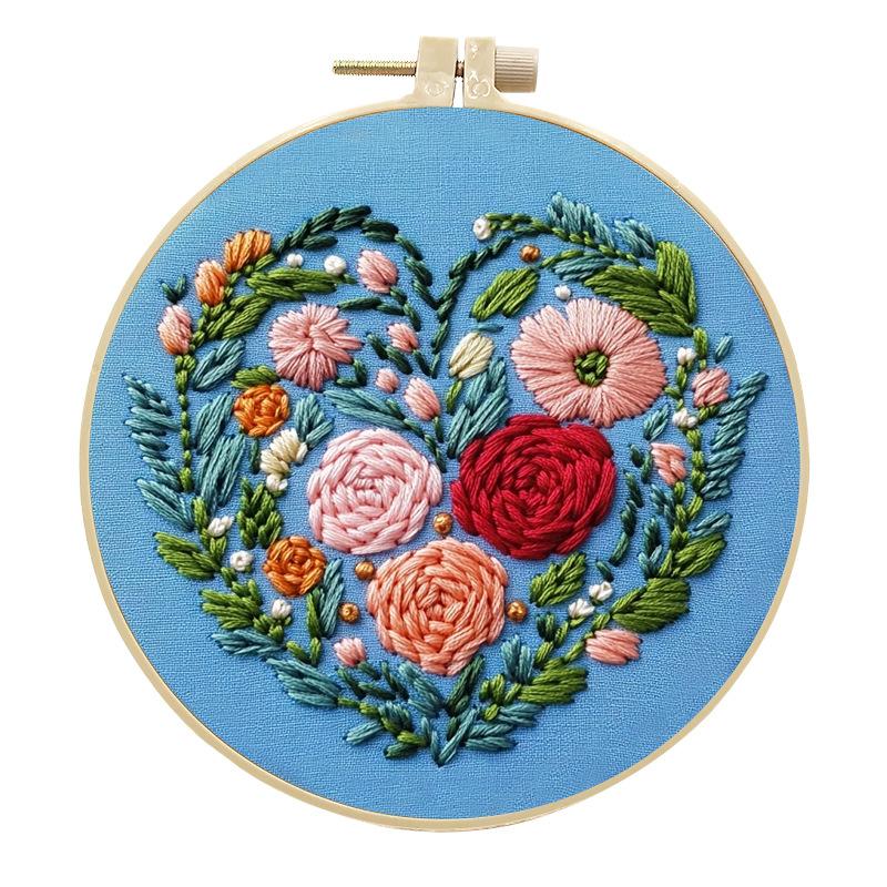 1pc Valentine's Day Blue Embroidery DIY Fabric Craft Set with Tools