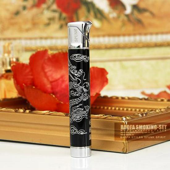 Exclusive Personalized Double-Plated Dragon Slim Round Lighter - Custom Open Flame for Ladies